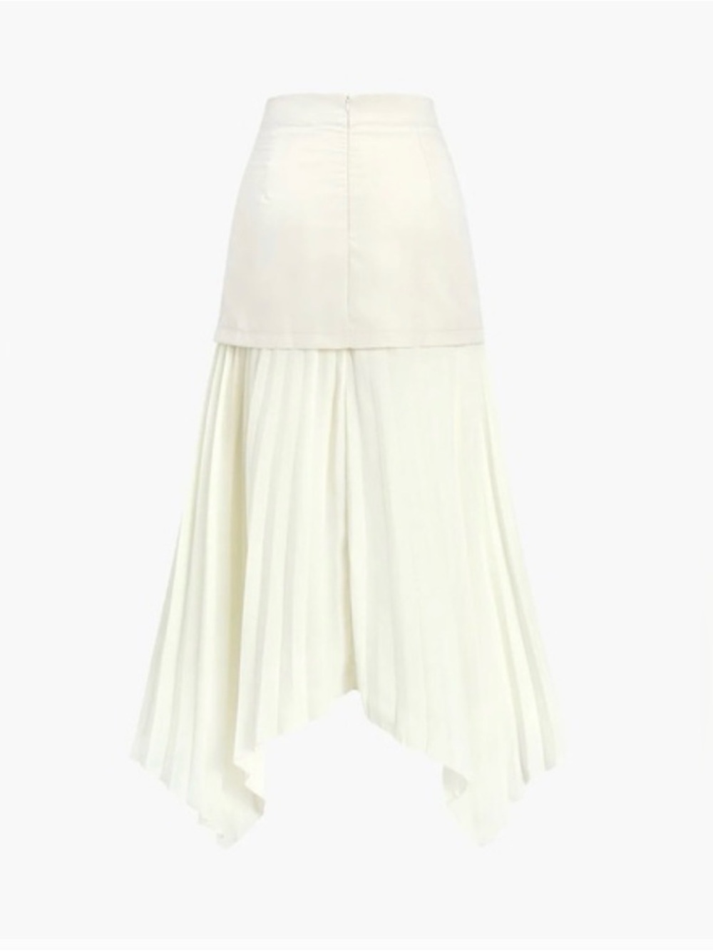 Commense Cream Asymmetric Pleated Maxi Skirt with Buttoned Waist - Picture 3 of 7